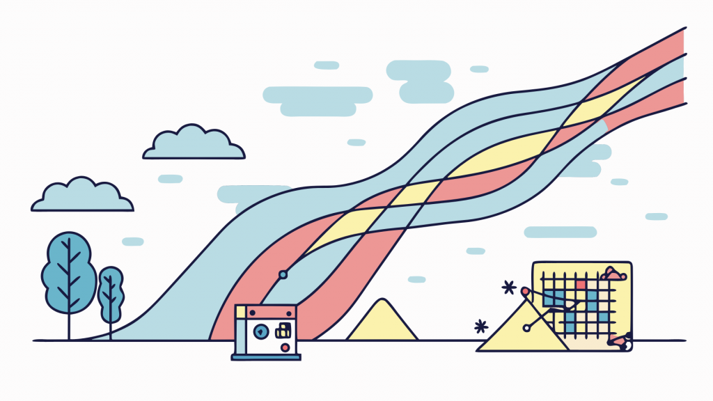 Abstrakte Visualisierung von princetons geo-forschung analysiert mit lilafarbenen und blauen geometrischen Mustern, die KI-gestützte Such-Optimierungskonzepte darstellen