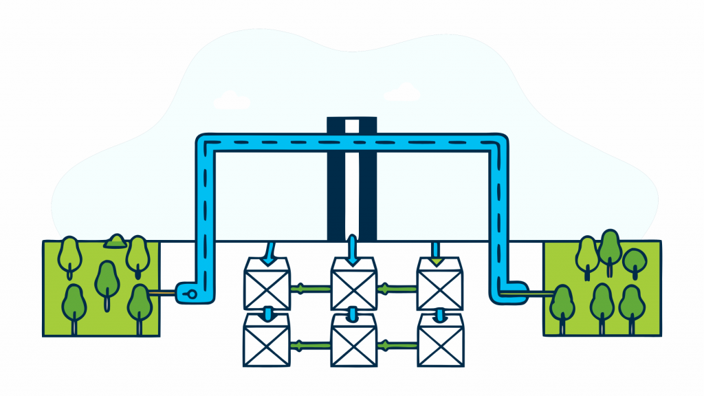 Abstrakte Visualisierung von die editorial oversight notwendigkeit mit lilafarbenen und blauen geometrischen Mustern, die KI-gestützte Such-Optimierungskonzepte darstellen