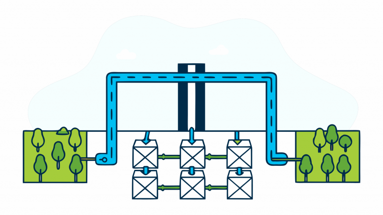 Abstrakte Visualisierung von die editorial oversight notwendigkeit mit lilafarbenen und blauen geometrischen Mustern, die KI-gestützte Such-Optimierungskonzepte darstellen