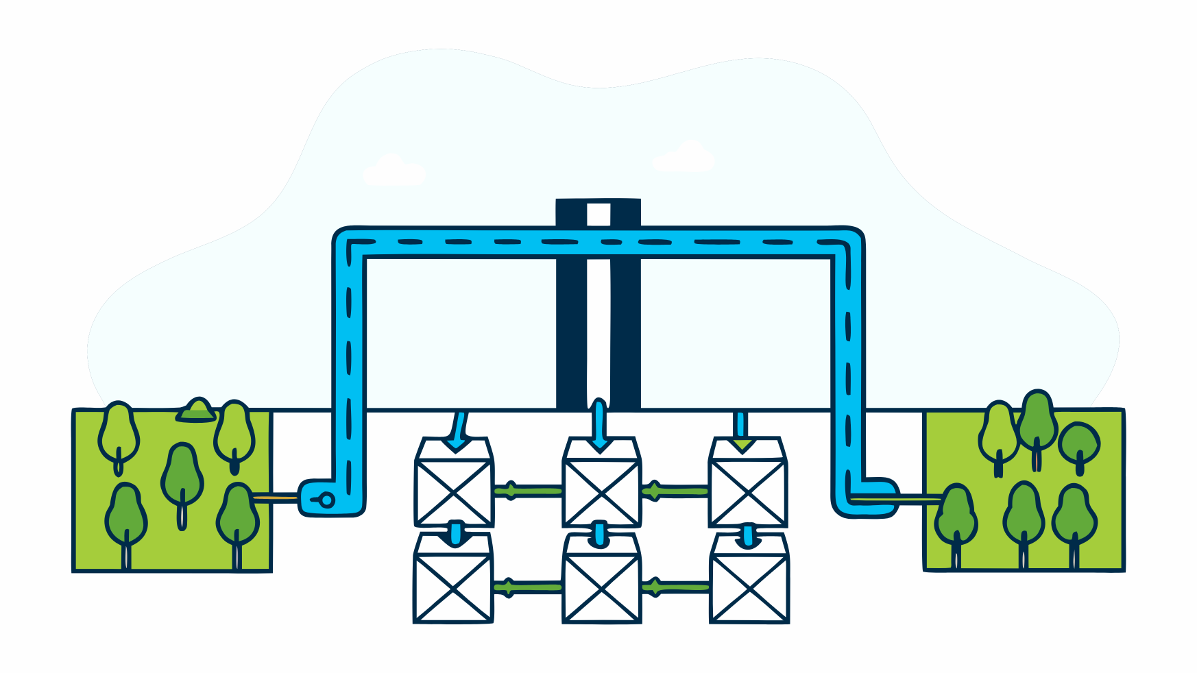 Abstrakte Visualisierung von die editorial oversight notwendigkeit mit lilafarbenen und blauen geometrischen Mustern, die KI-gestützte Such-Optimierungskonzepte darstellen