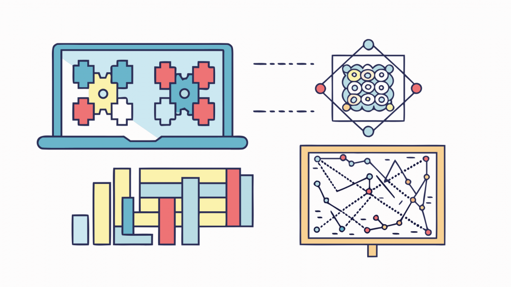 Abstrakte Visualisierung von chatgpt suche ranking-faktoren mit lilafarbenen und blauen geometrischen Mustern, die KI-gestützte Such-Optimierungskonzepte darstellen