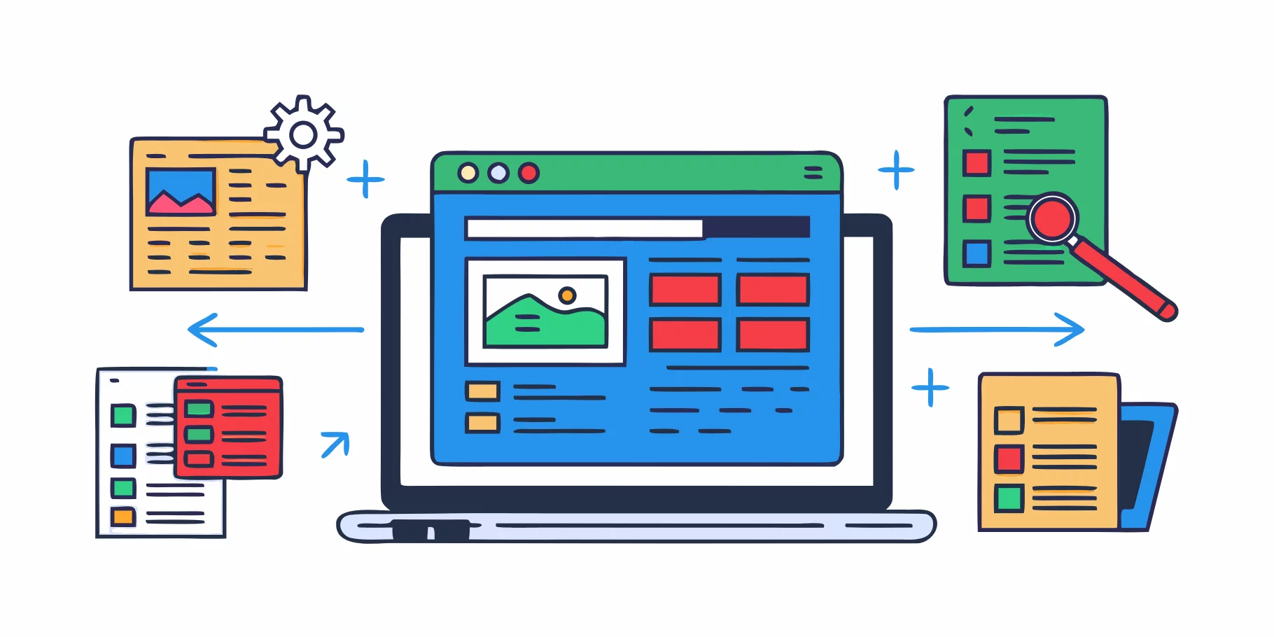 Illustration of content optimization process for Answer Engine Optimization (AEO).