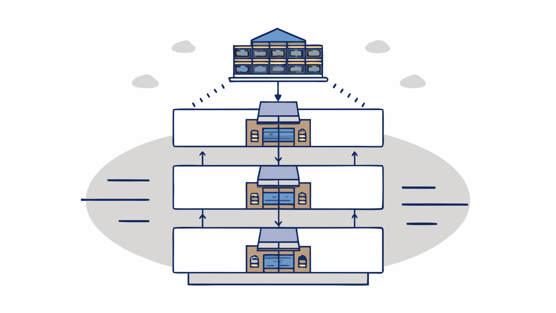 Abstrakte Visualisierung von der ai seo stack mit lilafarbenen und blauen geometrischen Mustern, die KI-gestützte Such-Optimierungskonzepte darstellen